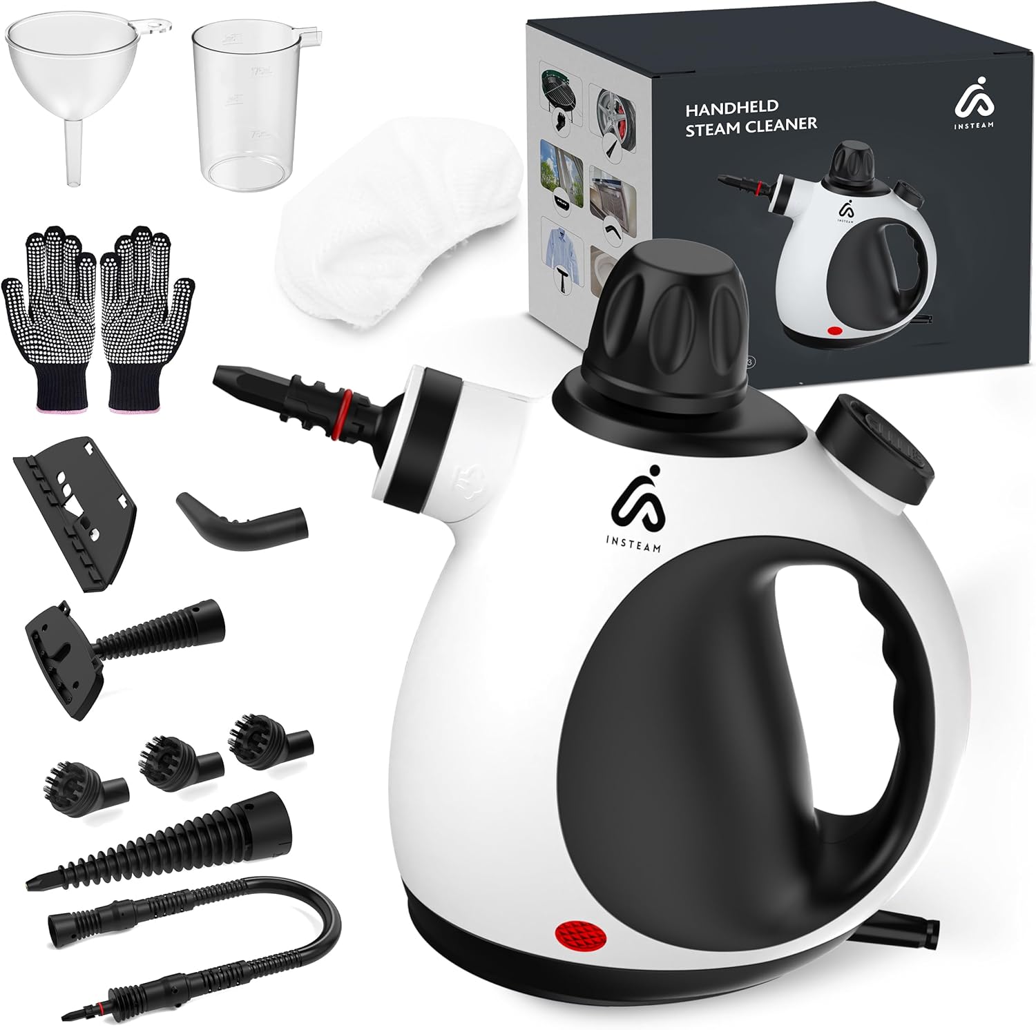 Steam Cleaner Handheld 12 Accessories Kit with Heat Resistant Gloves, Multi-Surface Steamer for Cleaning Home, Upholstery, Car, Floor, Grout and Tile