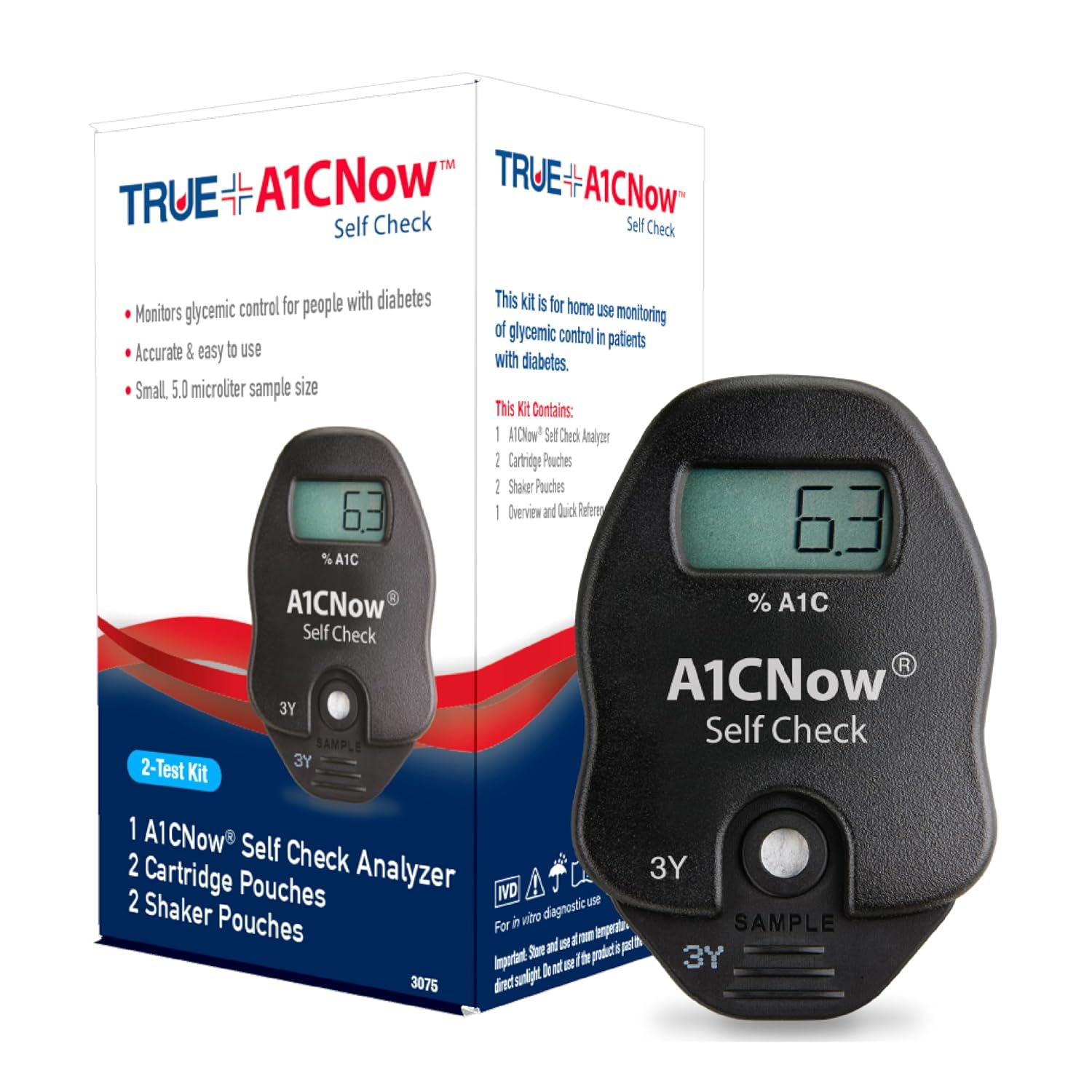TRUEplus A1CNow SelfCheck, A1C Home Test, Analyzer and 2 Tests