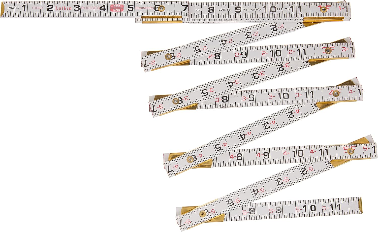 Crescent Lufkin 5/8" X 6' Red End® Engineer's Scale Wood Rule - 1066DN , White