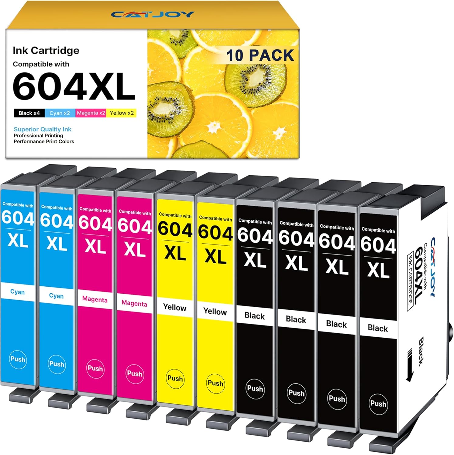 CATJOY 604XL Ink Cartridges Multipack Replacement for Epson 604 Ink Cartridge with New Chips Compatible for Epson XP2200 Ink cartridges Expression Home for XP-3200 XP-4205 XP-4200(10 Pack)