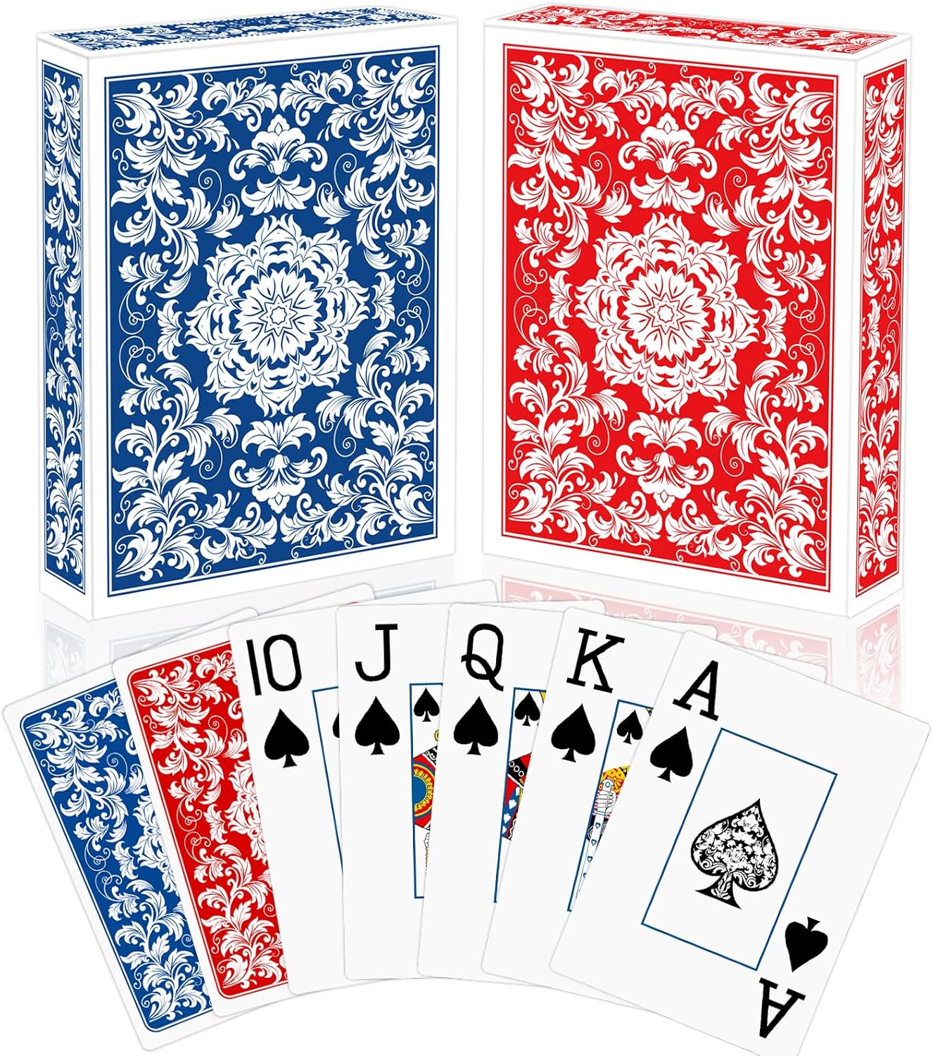 Playing Cards,Deck of Cards,Playing Card 2 Pack,Poker Cards Set,Jumbo Large Print Playing Cards for Adults Seniors,Card Games for Family Game Night Party (Blue and Red)