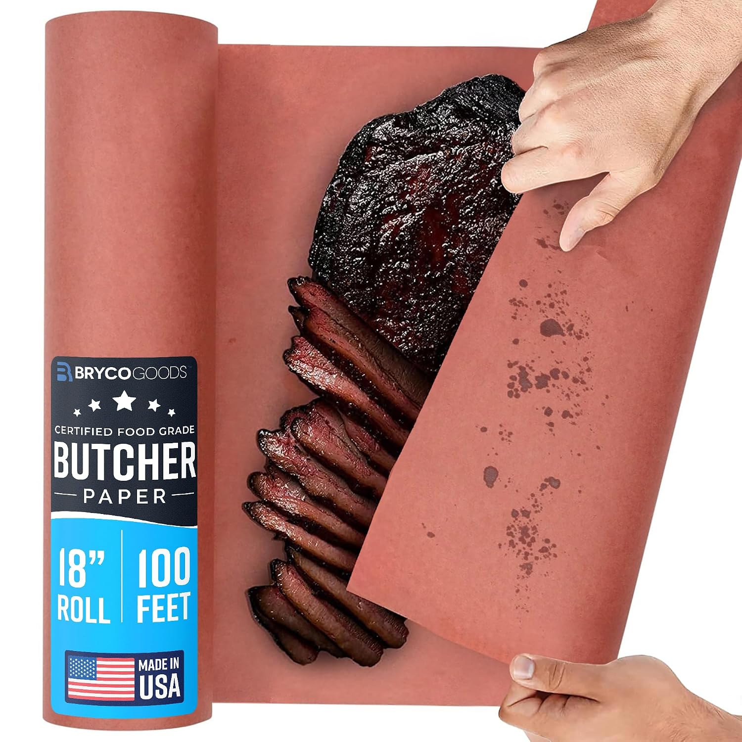 Bryco Goods Pink Butcher Paper Roll for Smoker, 18" x 100', Made in USA