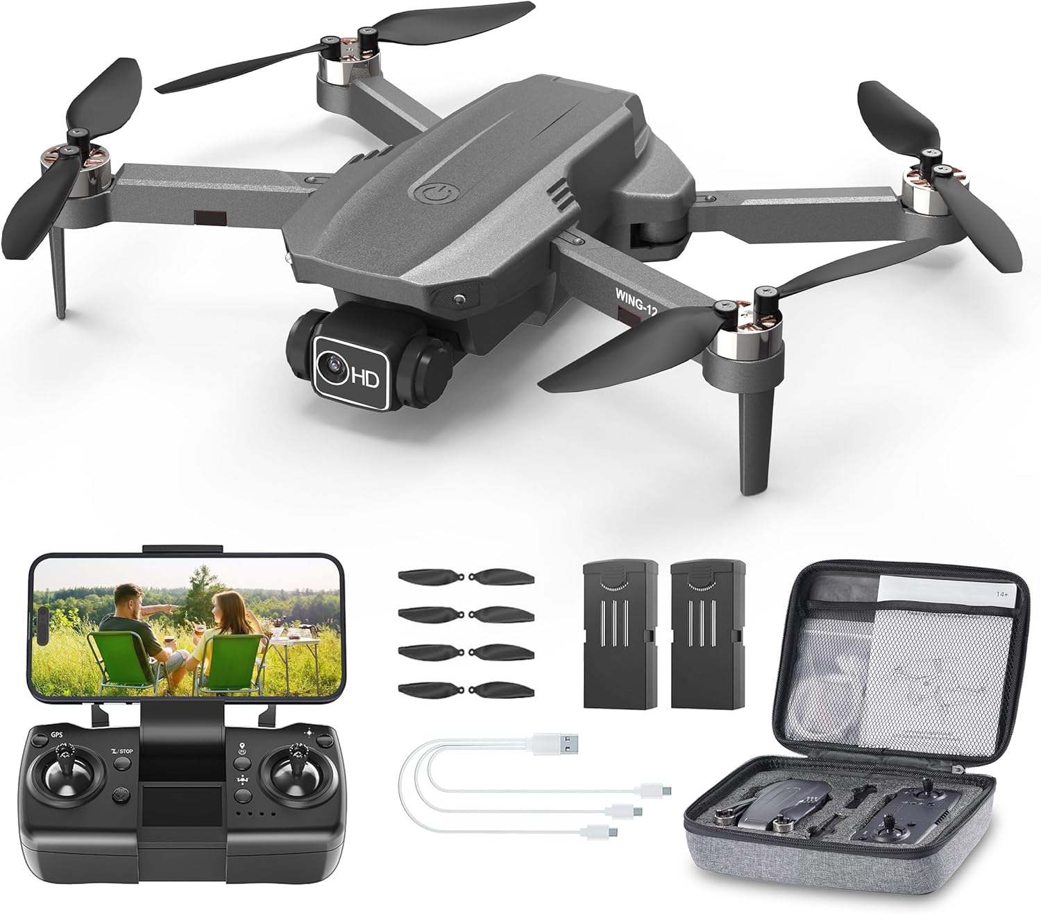 GPS Drone with Camera 4K Professional for Adults Beginners, B12 Foldable Professional RC Quadcopter with Brushless Motor, G WiFi Transmission, Optical Flow, Follow Me