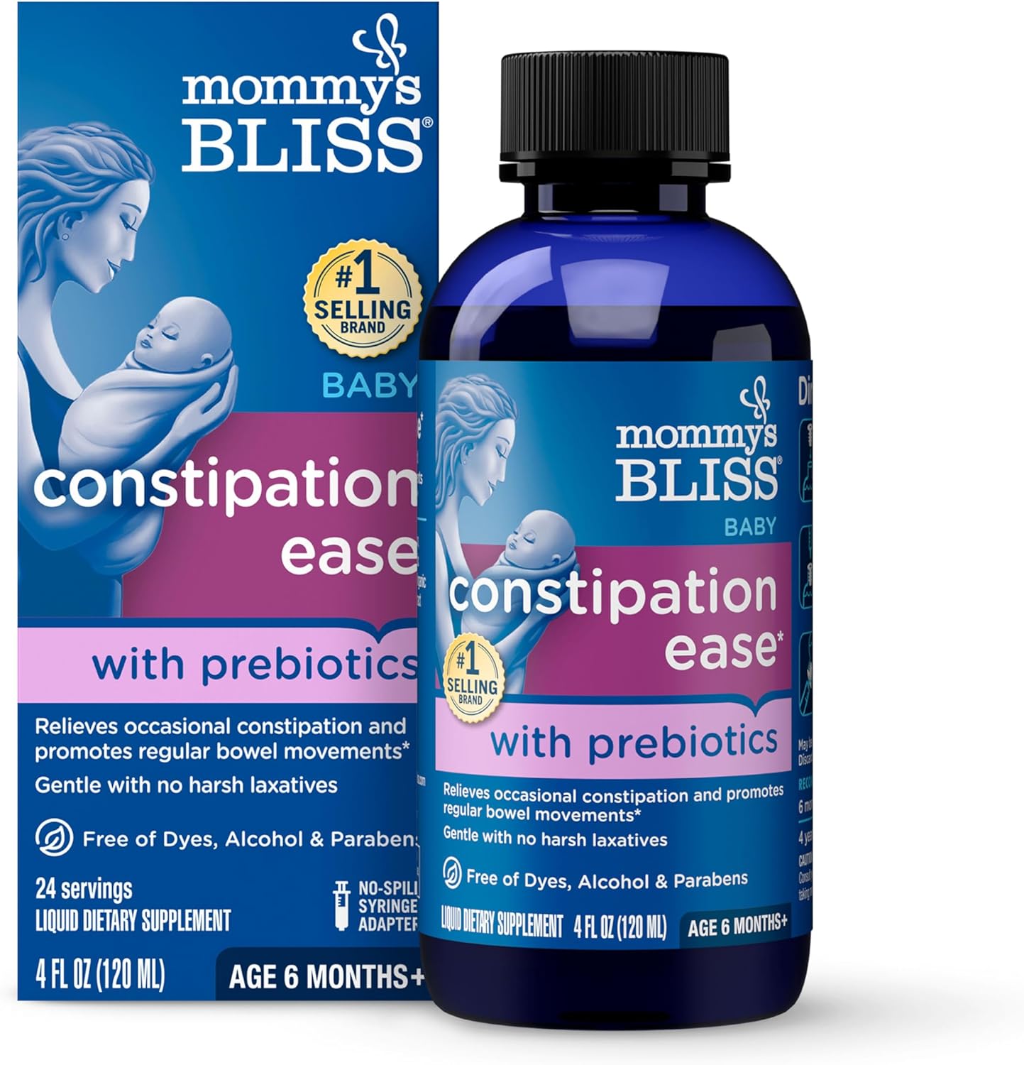 Mommy's Bliss Constipation Ease + Prebiotics, Relieves Occasional Constipation, Gentle & Safe, No Harsh Laxatives, 4 Fl Oz Bottle (Pack of 1)