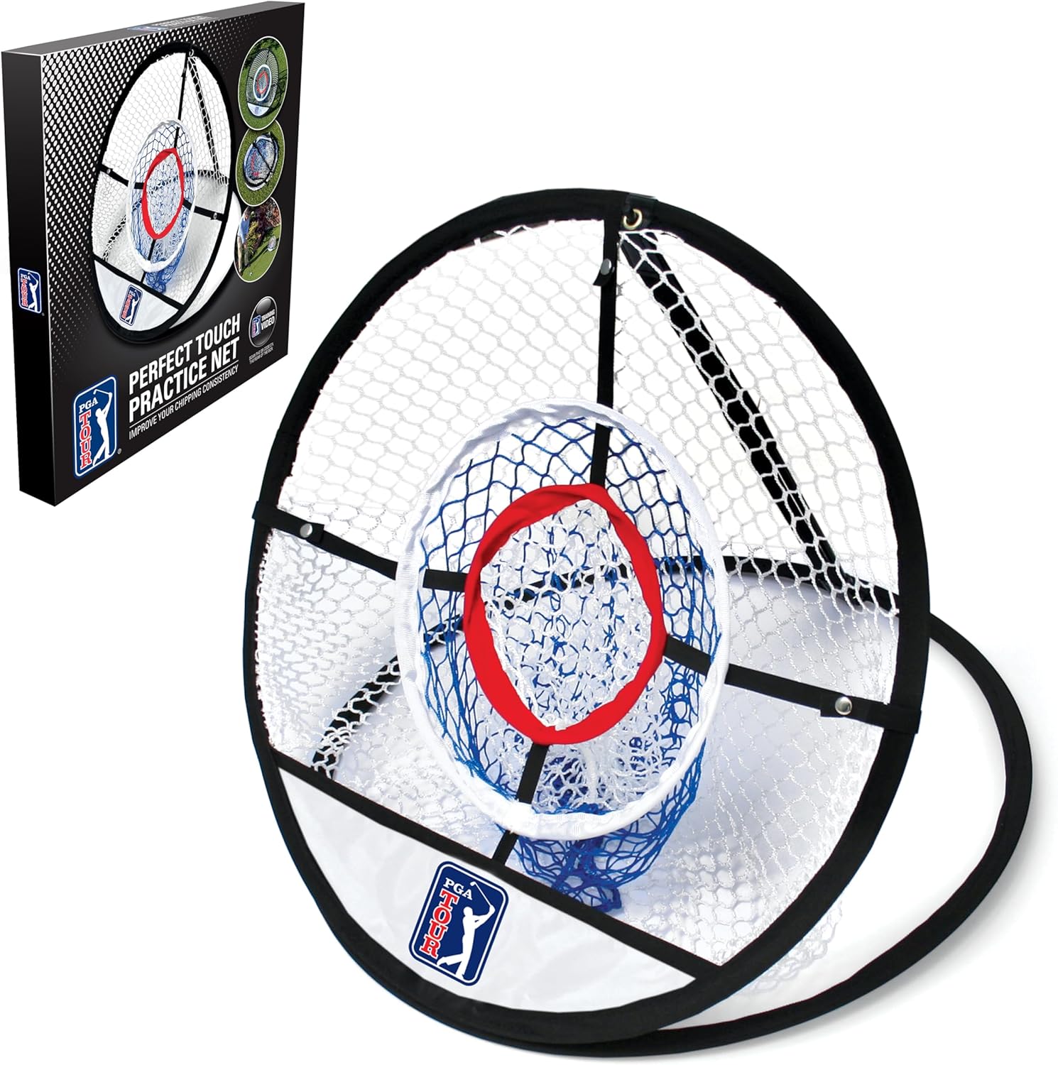 PGA TOUR Perfect Touch Chipping Net - 3 Ring Net for Wedge Practice, Ideal for Garden, Perfect Golf Gifts for Enthusiasts