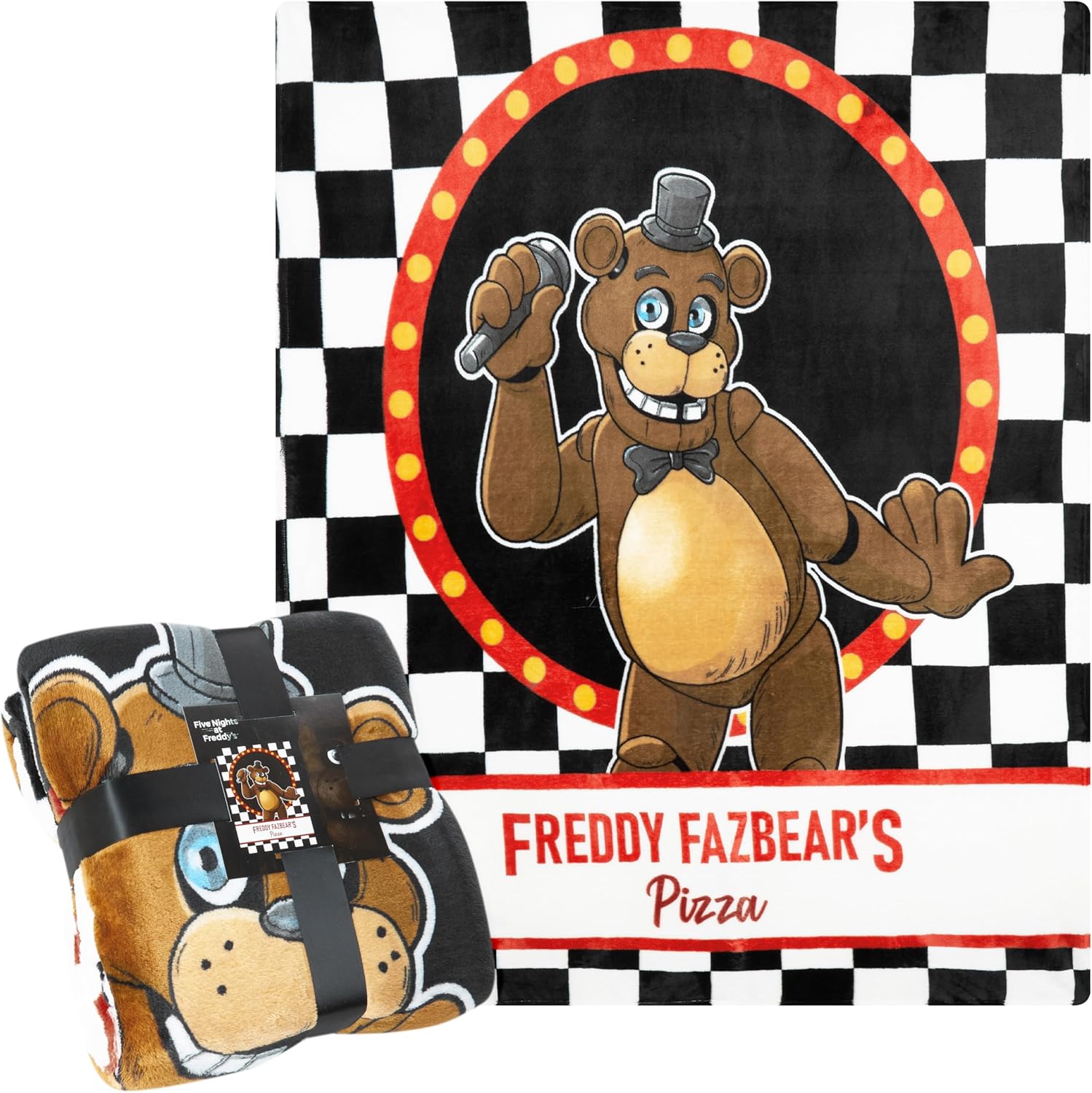 Get Trend Five Nights at Freddy's Fleece Blanket for Kids 130x150cm, Soft Throw Blanket for Adults, Cute Bed & Sofa Throw, Room Decor, Gifts for Her (Black FNF)
