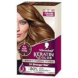 Schwarzkopf Keratin Color Permanent Hair Color, 7.5 Caramel Blonde, 1 Application Professionally Inspired Permanent Hair Dye for up to 80% Less Breakage vs Untreated Hair and up to 100% Gray Coverage