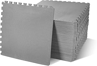 Puzzle Exercise Mat with EVA Foam Interlocking Tiles for MMA, Exercise, Gymnastics and Home Gym Protective Flooring, 1/2" Thick, 48 Square Feet, Gray
