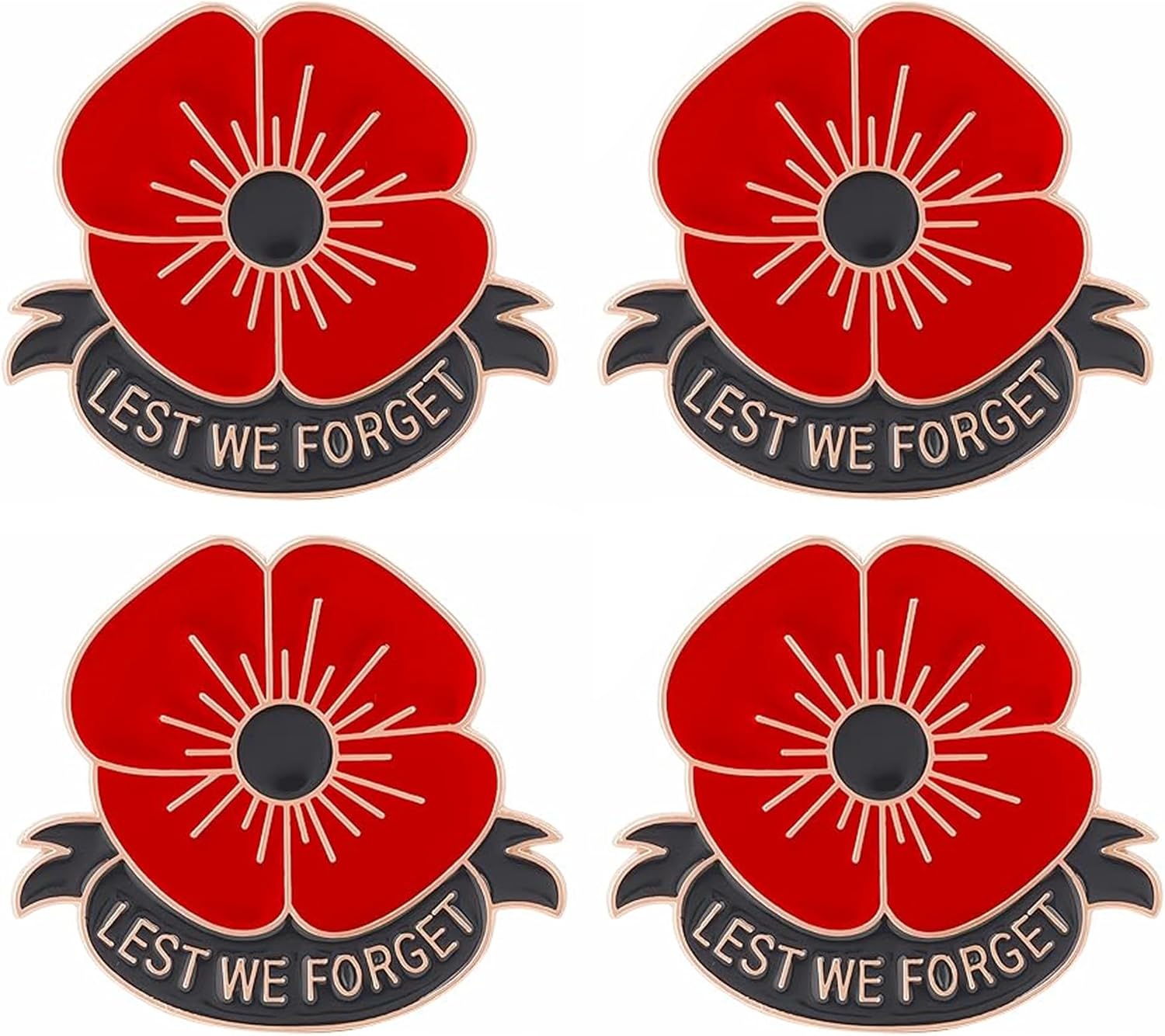 Poppy Badges and Pins 2025, Poppy Badge, Poppy Pin, Lest We Forget Poppy Brooch, Remembrance Day Red Rhinestone Badges Banquet Enamel Poppy Lapel