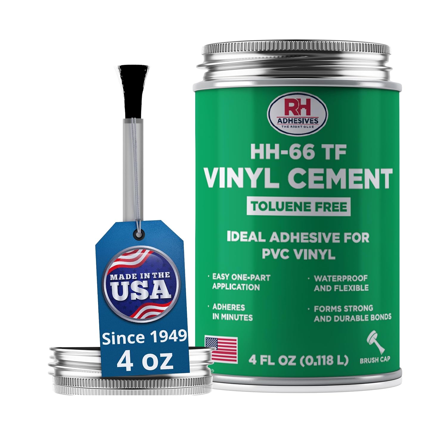HH-66 Toluene Free Vinyl Cement 4 oz - PVC & Vinyl Glue for Pools, Tarps