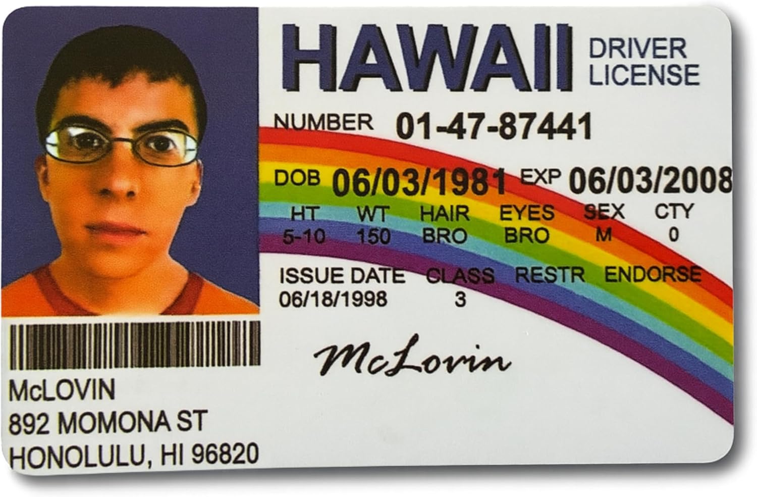 McLovin ID Card Fake - Funny Double Sided Gift for Suberbad Fans
