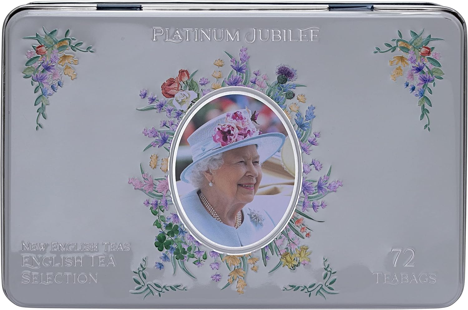 New English Teas Queen Elizabeth II Platinum Jubilee Commemorative Tea Tin with 72 English Teabag Selection