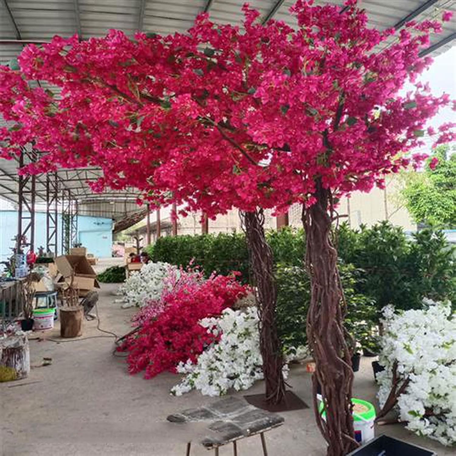 Bougainvillea Artificial Tree, Faux Silk Flower Tree, Tall Fake Floor Plant, Artificial Plants for Indoor Outdoor Bedroom Living Room Decor(4x3m/13x9.8ft)