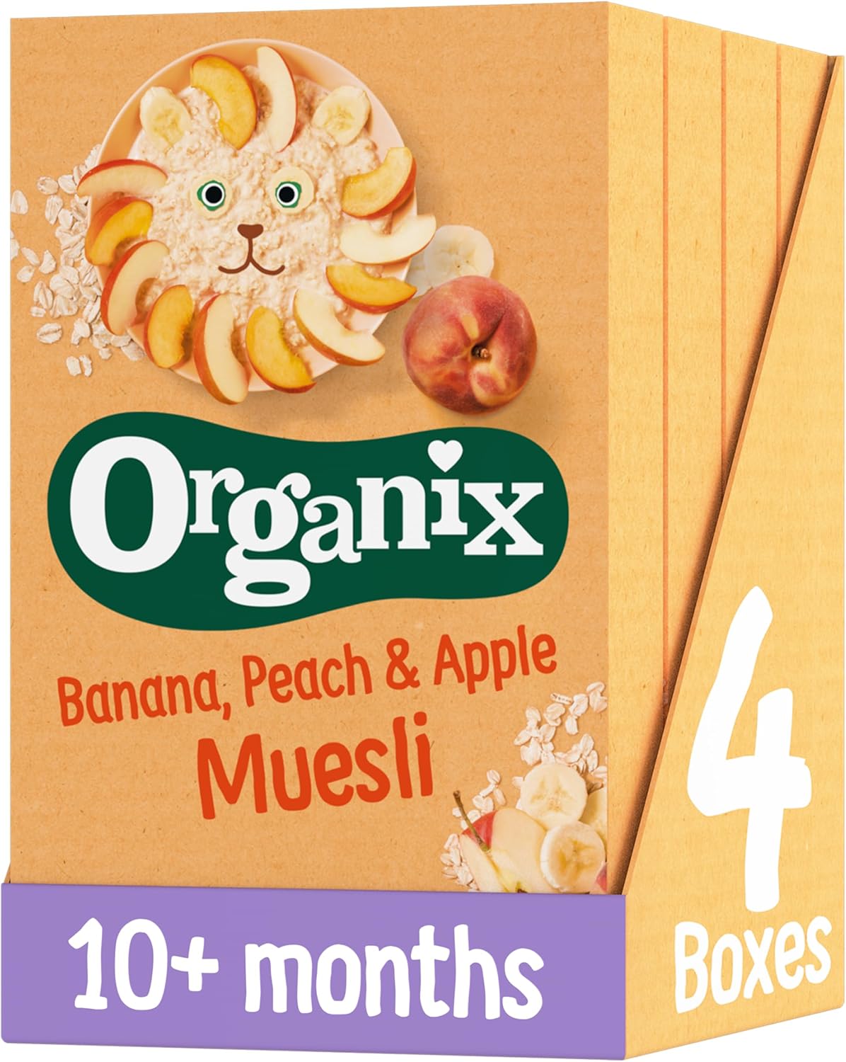 Organix Banana, Peach & Apple Organic Baby Muesli, 10+ Months, 200 g Box (Pack of 4)