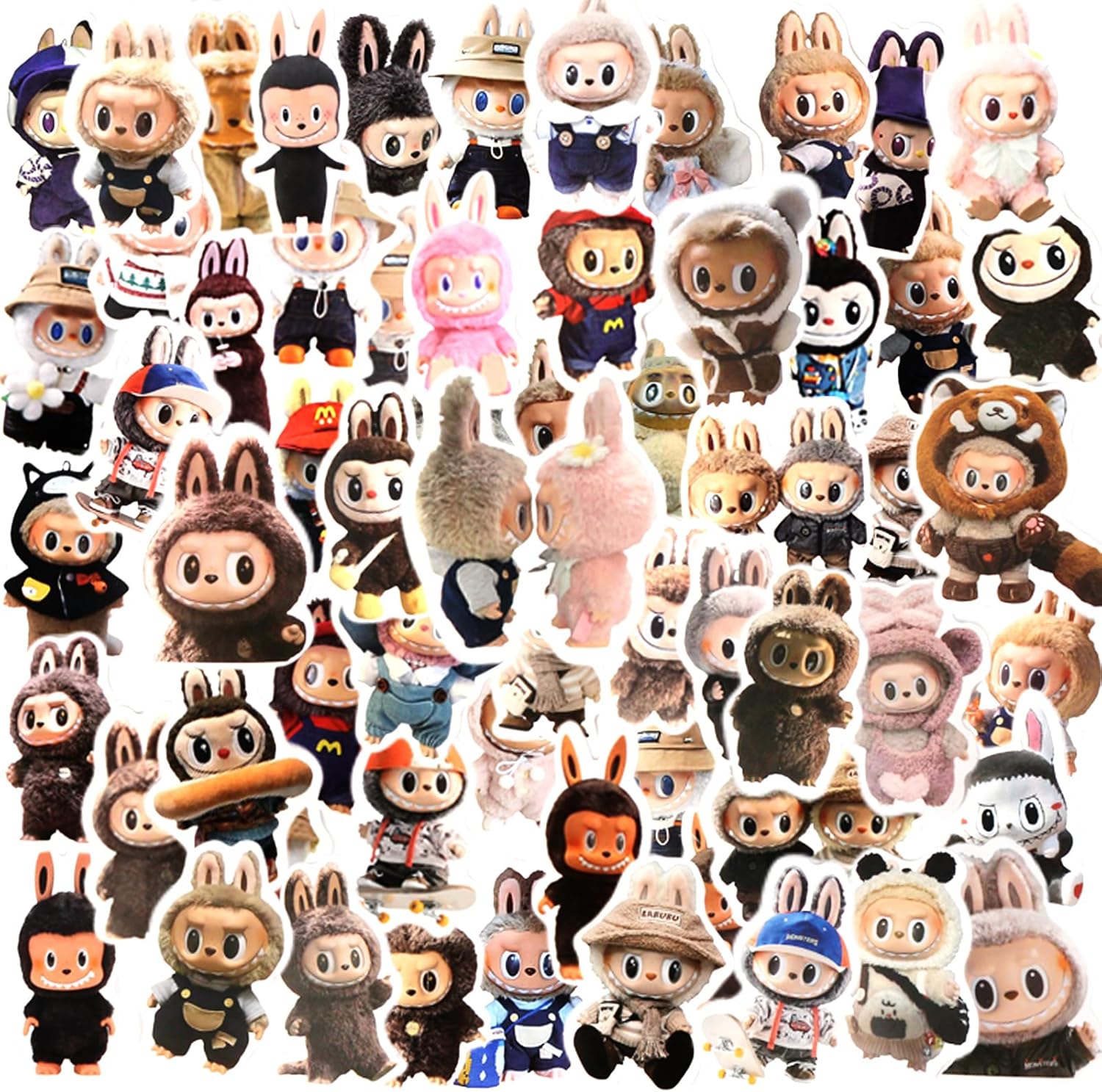 Ainvliya La-bu 63Pcs Anime Cartoon Stickers, Waterproof Vinyl, for Skateboard, Guitar, Car, Laptop, Water Bottles, Walls, Luggage, Books, Travel, Boys, Girls, Teens, Adults