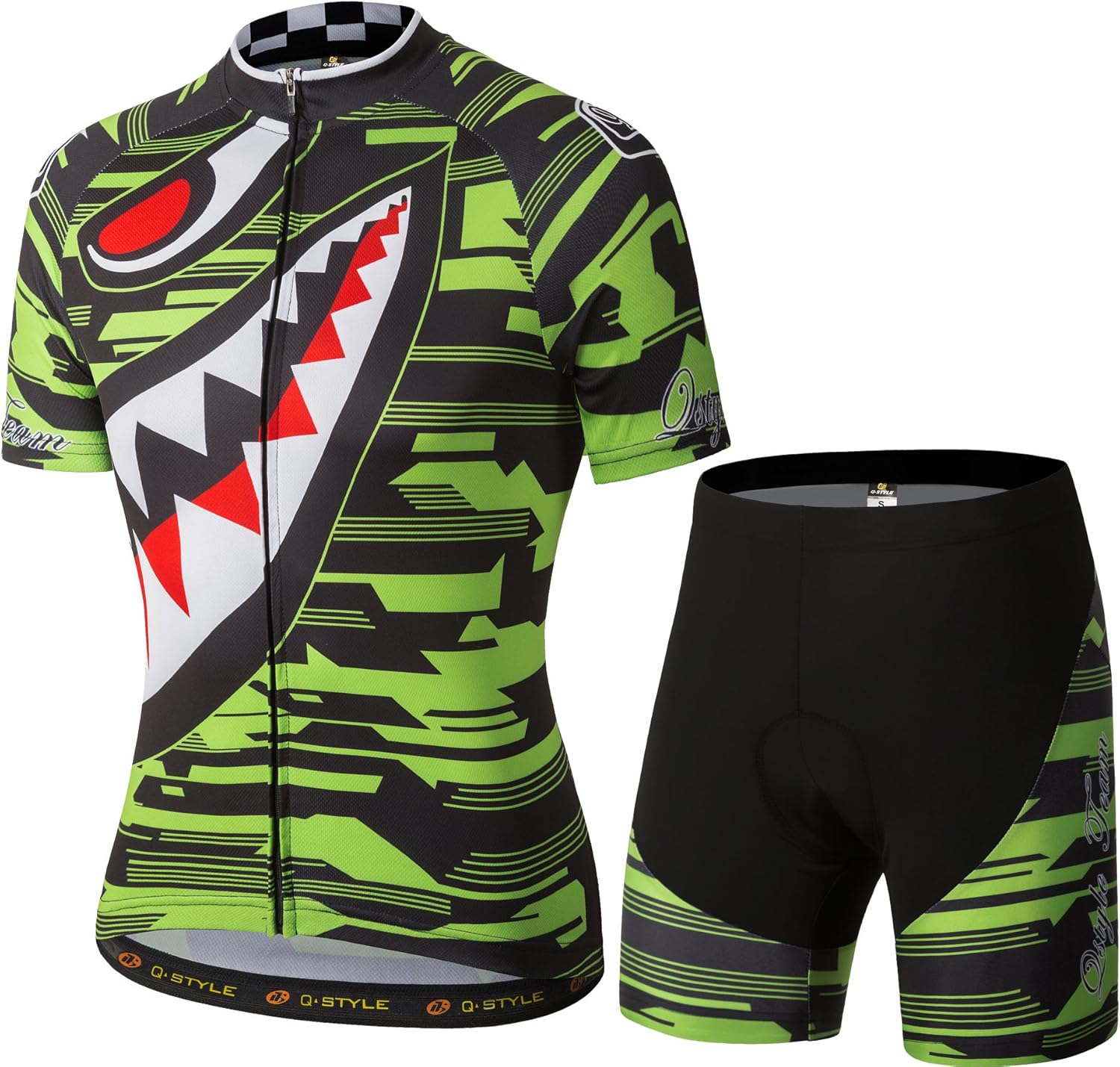 YUWELL Men's Breathable Stretchy Cycling Clothes Bike Jersey & Shorts Quick Dry with 3D Gel Sharp Tooth Design for Riding Padded UV Protection Tights