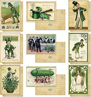 AnyDesign 45 Pack St. Patrick's Day Postcards Vintage Blank Postcard Assortment to Friends & Family 9 Design St. Patrick's Day Themed Teacher Postcards for Irish Holiday, 4 x 6 Inch