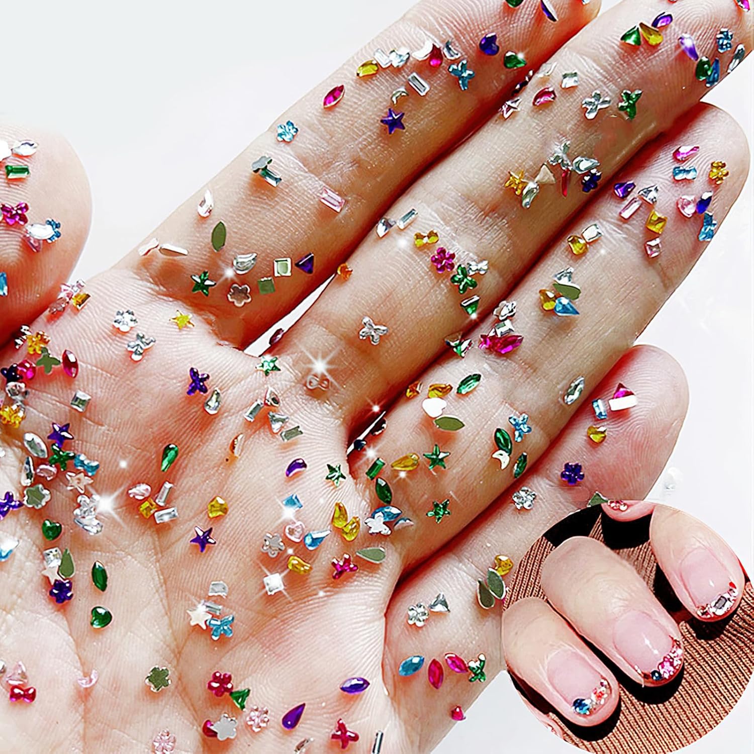 Colorful Rhinestones Rhinestone Charms Multi Shape Crystal 3D Geometric Nail Crafts - 2000Pcs