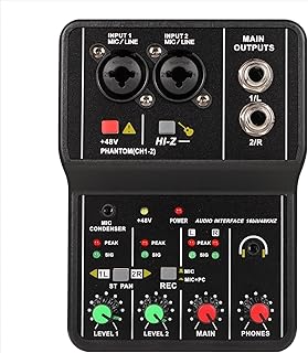 G-MARK Mini Audio Mixer 2 Channel With 48V Phantom Power Sound Effects Interface Music For Live Show Recoding Stage Party DJ Podcast Streaming