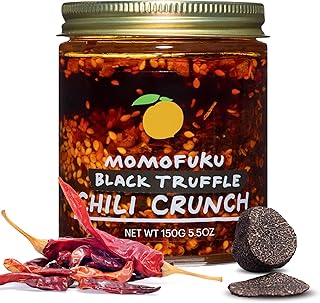 Momofuku Black Truffle Chili Crunch by David Chang, (5.5 Ounces), Chili Oil with Crunchy Garlic and Shallots, Spicy Chili Crisp with Real Truffle for Cooking as Sauce or Topping (Packaging May Vary)