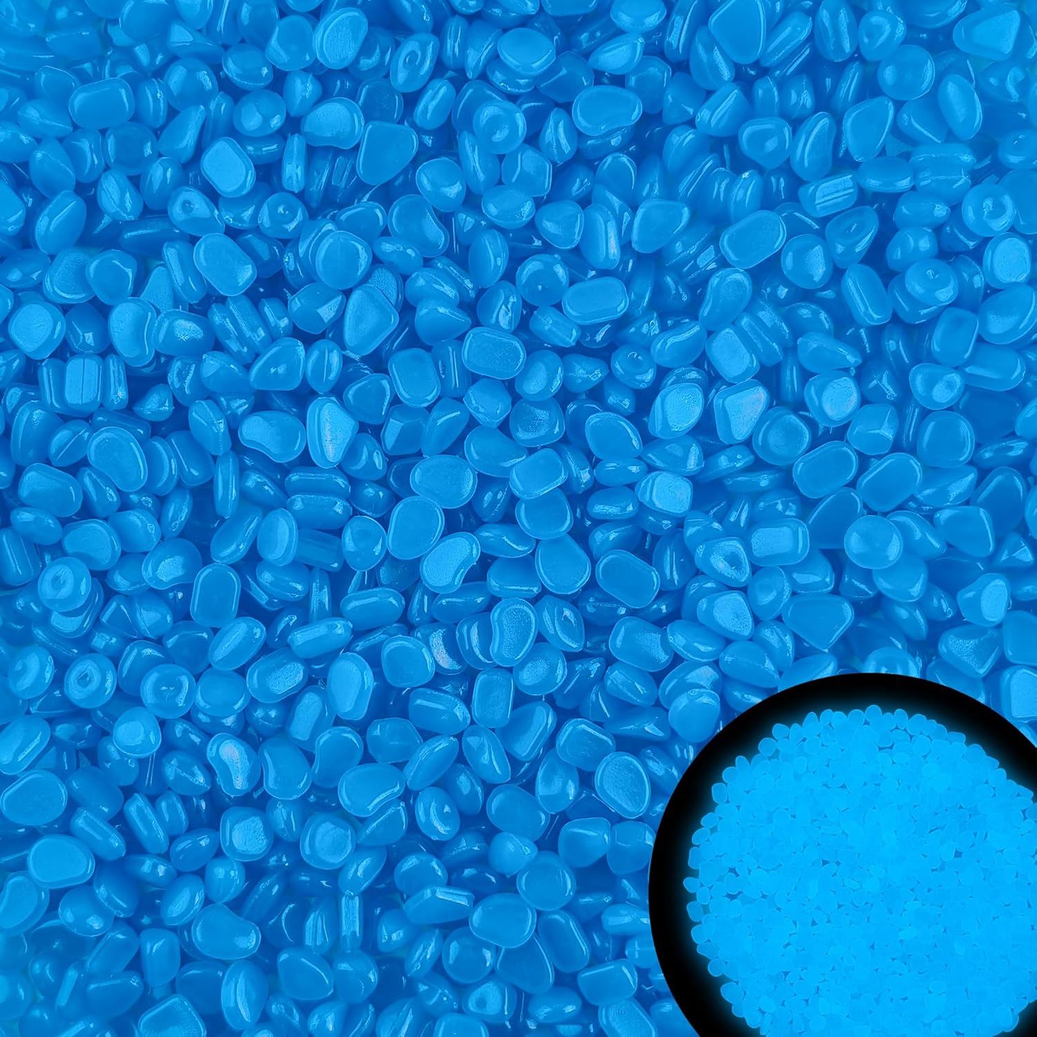 3000pc Glow in The Dark Rocks Outdoor Blue Rocks for Landscaping Glow in The Dark Blue Stones Glow Pebbles Glowing Rocks for Garden Luminous Stones Glowing Stones for Driveway Walkway,Blue