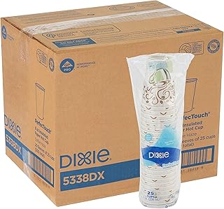 Dixie PerfecTouch 8 oz. Insulated Paper Hot Coffee Cup by GP PRO (Georgia-Pacific), Coffee Haze, 5338DX, 500 Count (25 Cups Per Sleeve, 20 Sleeves Per Case)