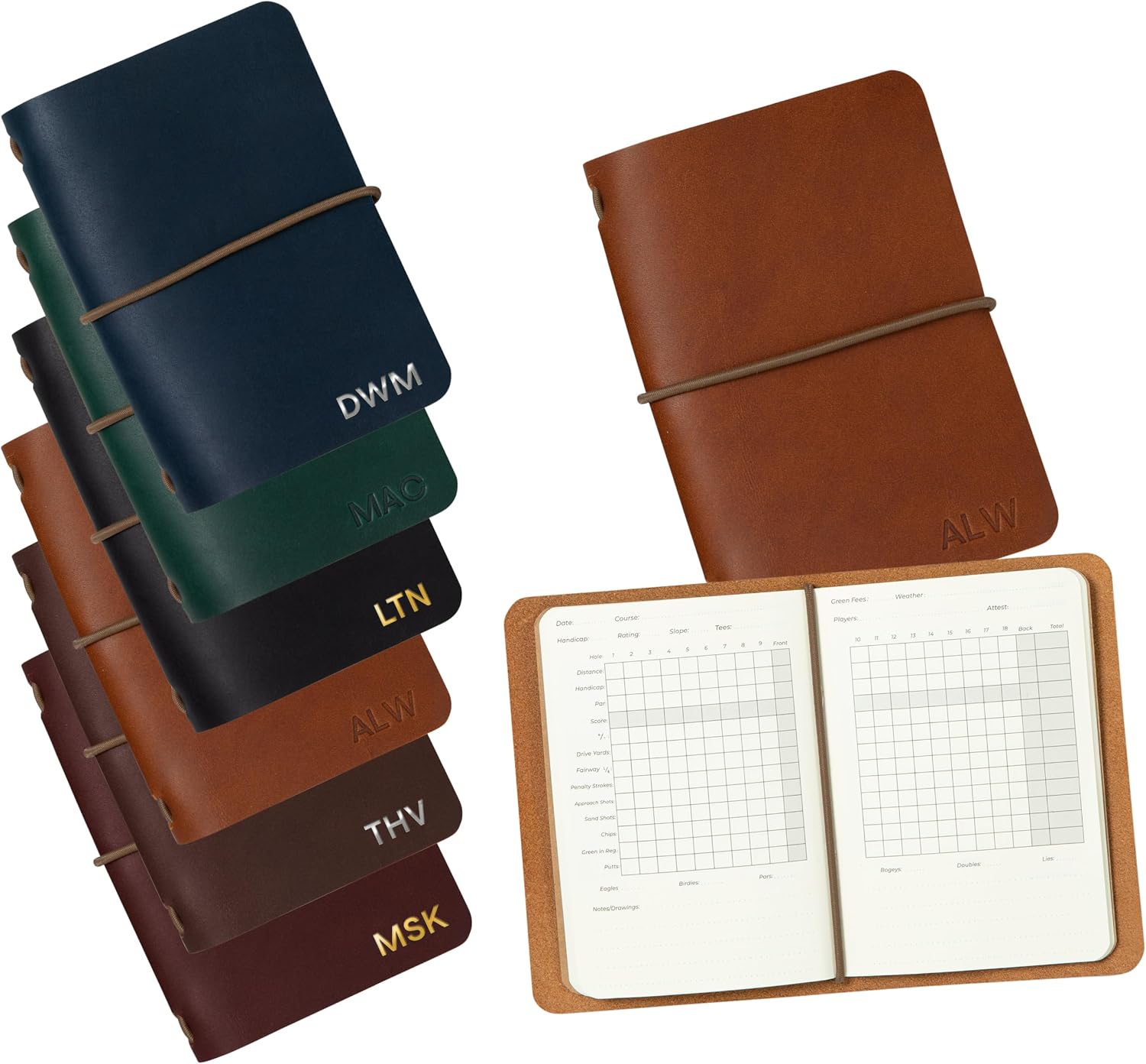 Northwind Personalized Leather Golf Scorecard Holder, Golf Log Book Refills