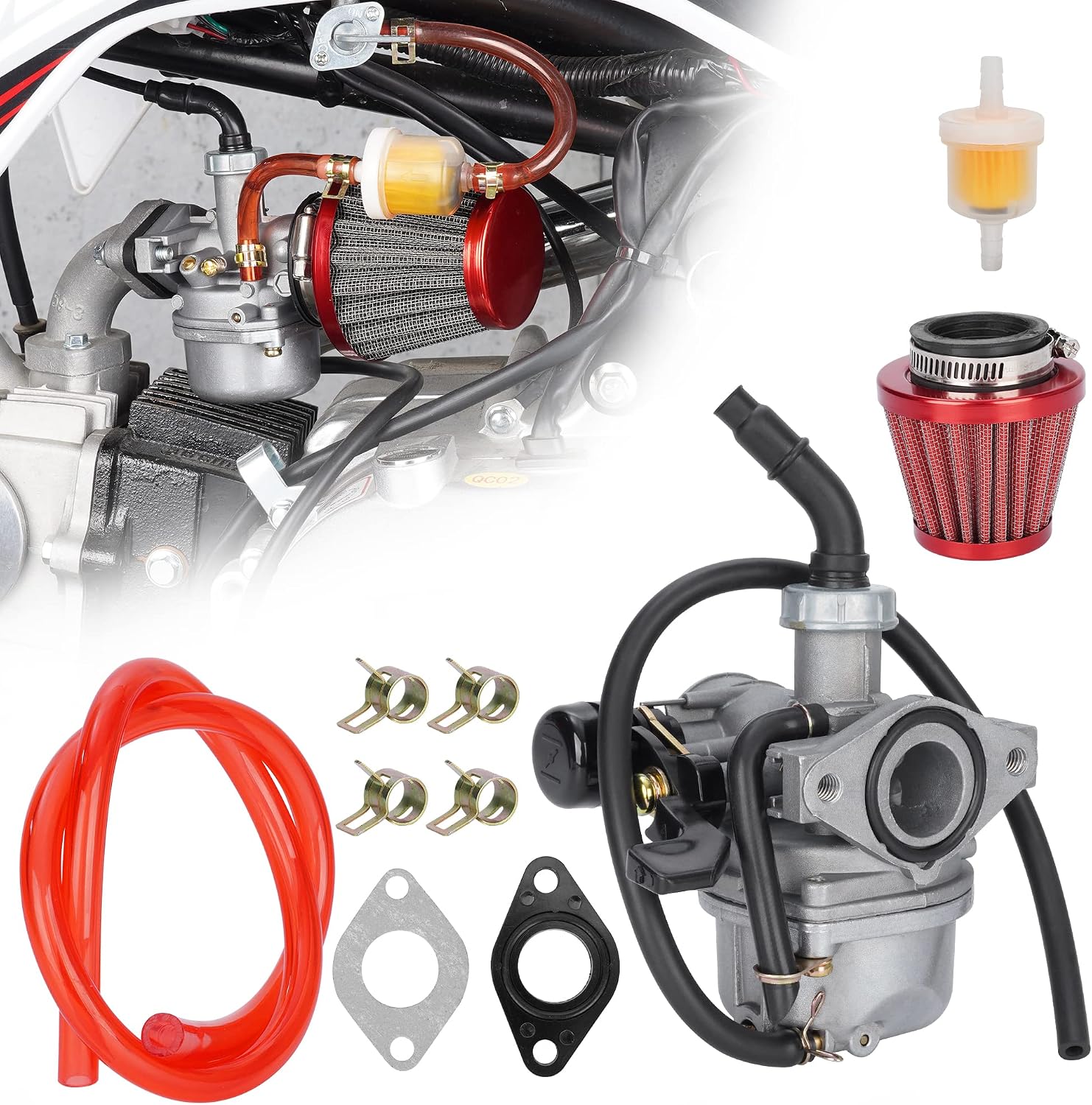 PZ19 Carburetor 19mm Carb & 35mm Air Filter for 50cc -125cc ATV Quad | Fits DR50 CRF XR50, Coolster Taotao Baja Peace Redcat, replacement parts for dirt bike & go cart