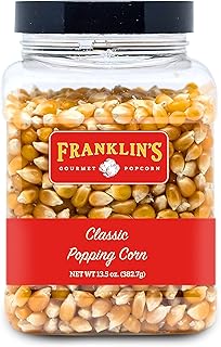 Franklin’s Gourmet Popcorn Classic Popcorn Kernels for Popping - 13oz Tub - Made in USA, Non-GMO & All-Natural - Old Fashioned Unpopped Popcorn Kernels for Popcorn Machine