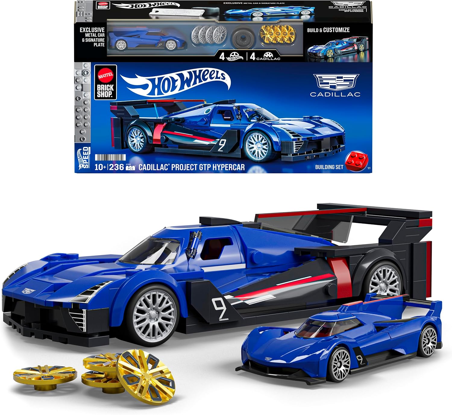 Hot Wheels Speed Series Building Set, Cadillac Project GTP Hypercar with 236 Pieces, Realistic Details and Custom Decals, Adult Collectors and Kids Ages 10+