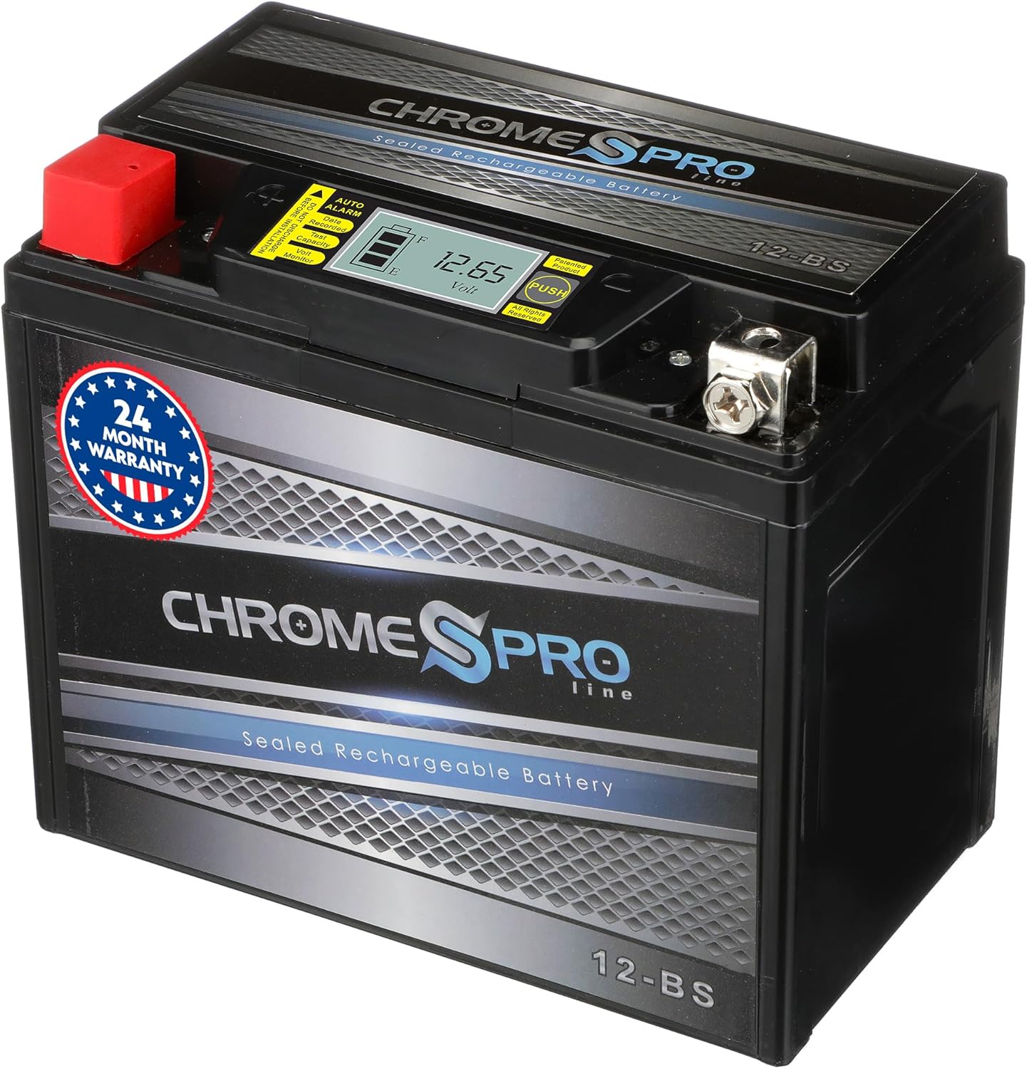 Chrome S Pro iGel YTX12-BS Battery – 180 CCA, Gel Electrolyte, LCD Display, 12V 10Ah – Fits ATV, Motorcycle, Scooter, Jet Ski, Dirt Bike, UTV, Snowmobile & More – T3 Nut & Bolt Terminal