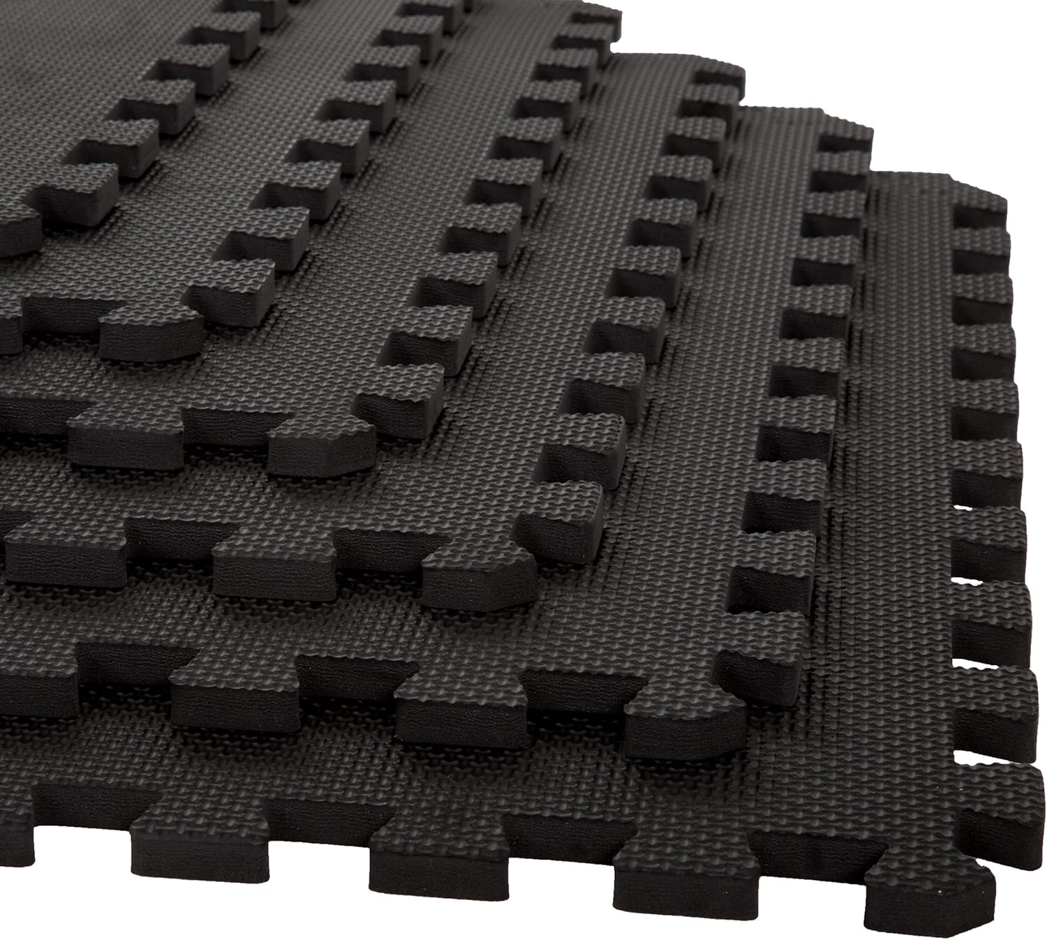 Interlocking EVA Foam Floor Tiles for Home Gym, Yoga Mat, Workout Equipment, or Child's Play Surface - Set of 6, (Black) by Stalwart