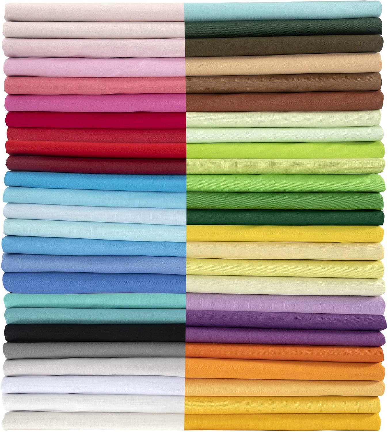 Aubliss 50pcs 100% Cotton Fabric Bundle 10" x 10" PreCut Fat Squares Sheets
