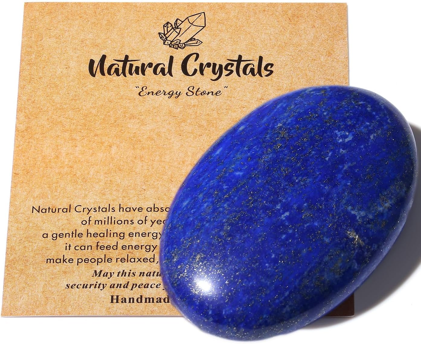 MAIBAOTA 2.4" Large Lapis Lazuli Crystal Stone Polished Palm Stone Healing Crystals 0.7" Thick Natural Reiki Gemstone Worry Stone Energy Balancing Anxiety Stress Relief Meditation 1 Pc