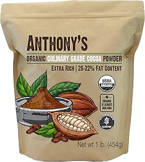 Anthony's Organic Culinary Grade Cocoa Powder, 1 lb, Dutch Processed Baking Cocoa, Gluten Free, Non GMO, Keto Friendly