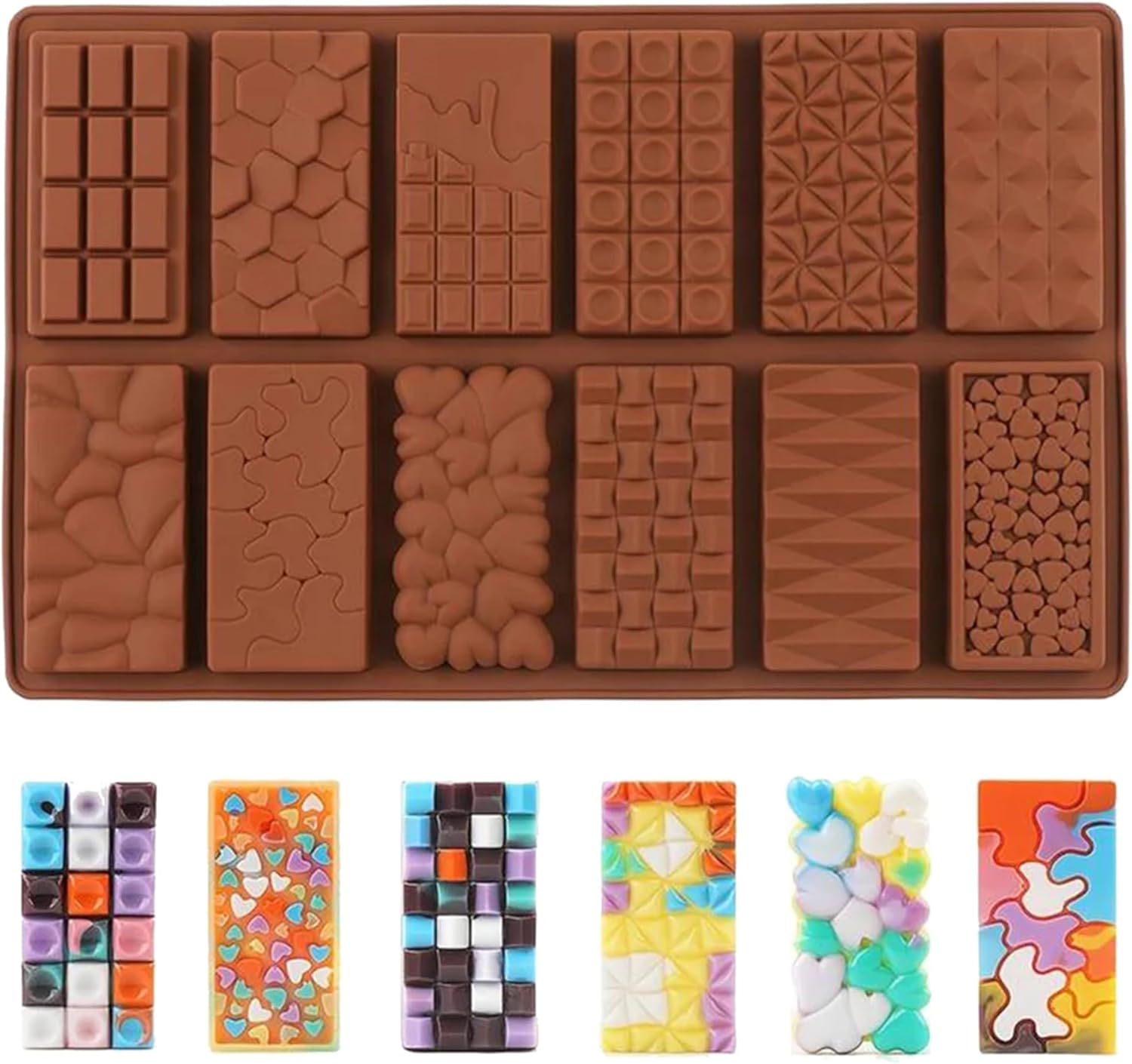 food grade silicone chocolate bar molds 1'' deep 12 cavity hot chocolate candy chocolate chips dark chocolate hot cocoa bar supplies hot chocolate bar supplies tabs chocolate chocolate bar mold