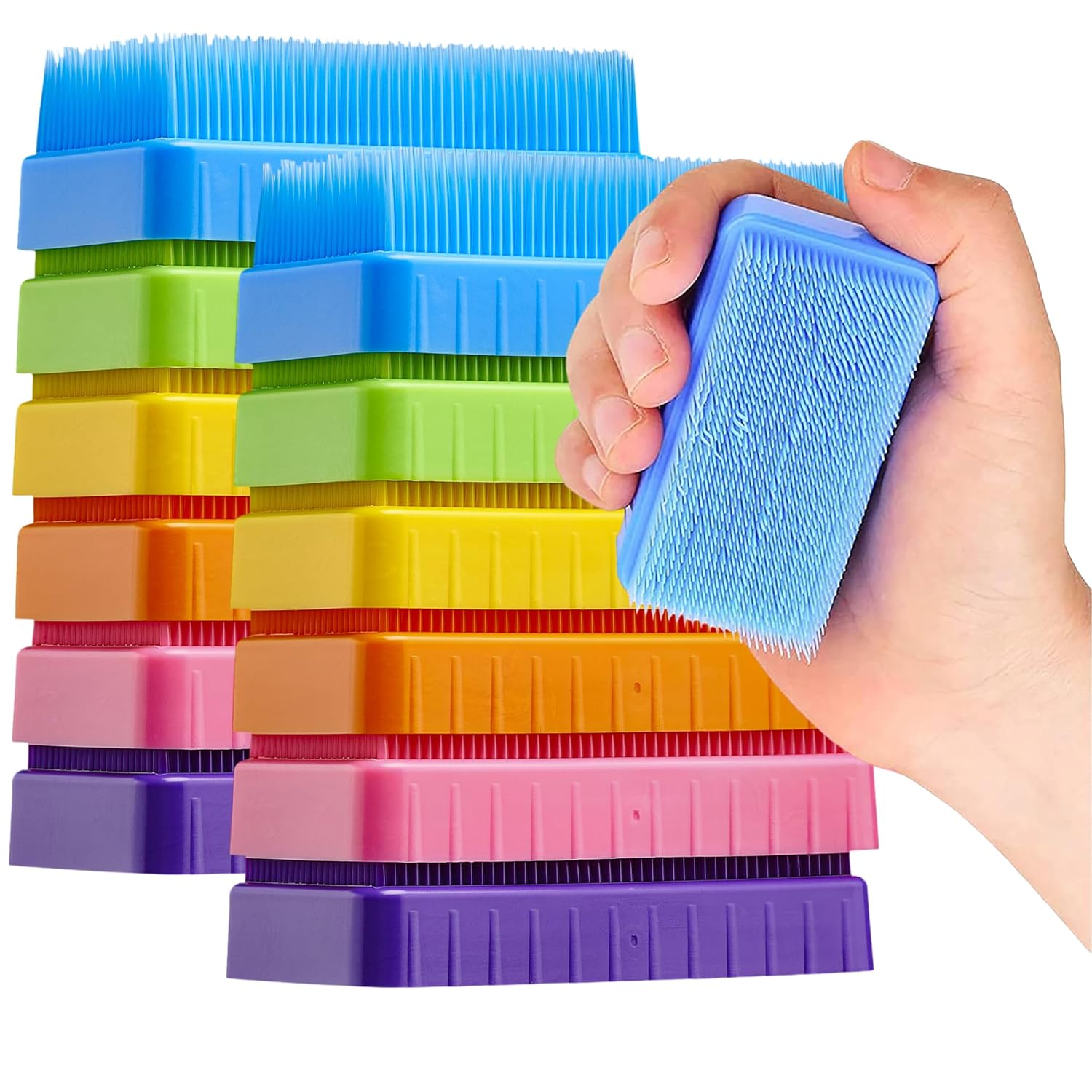 Special Supplies Sensory Brush Therapressure Therapy Brush for Occupational and Sensory Brushing, Stimulating, Calming Tools for Kids and Adults, Soft Flexible Bristles, Latex Free (Colored 12-Pack)