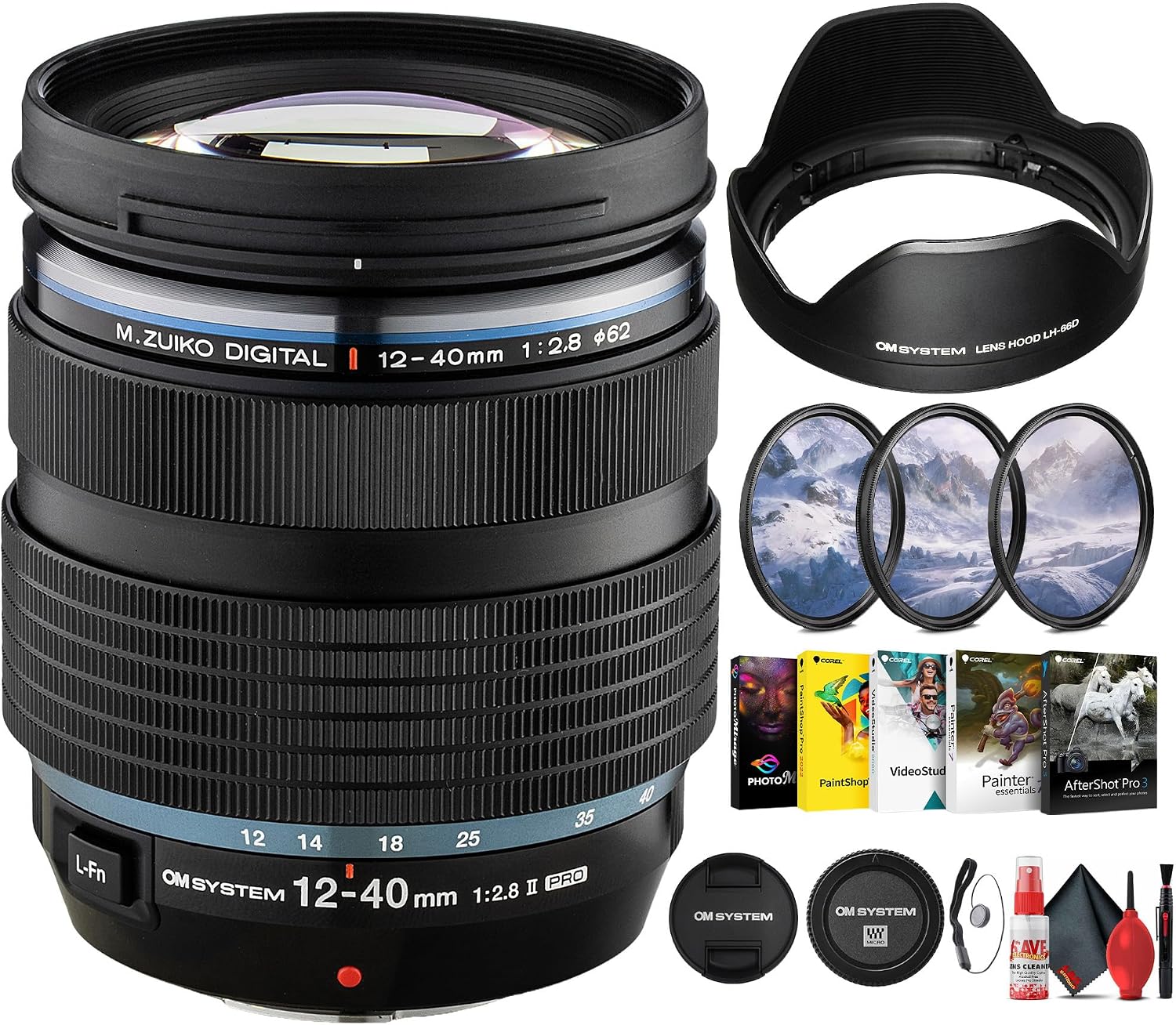 OM SYSTEM M.Zuiko 12-40mm f/2.8 PRO II Lens for Micro Four Thirds Bundle