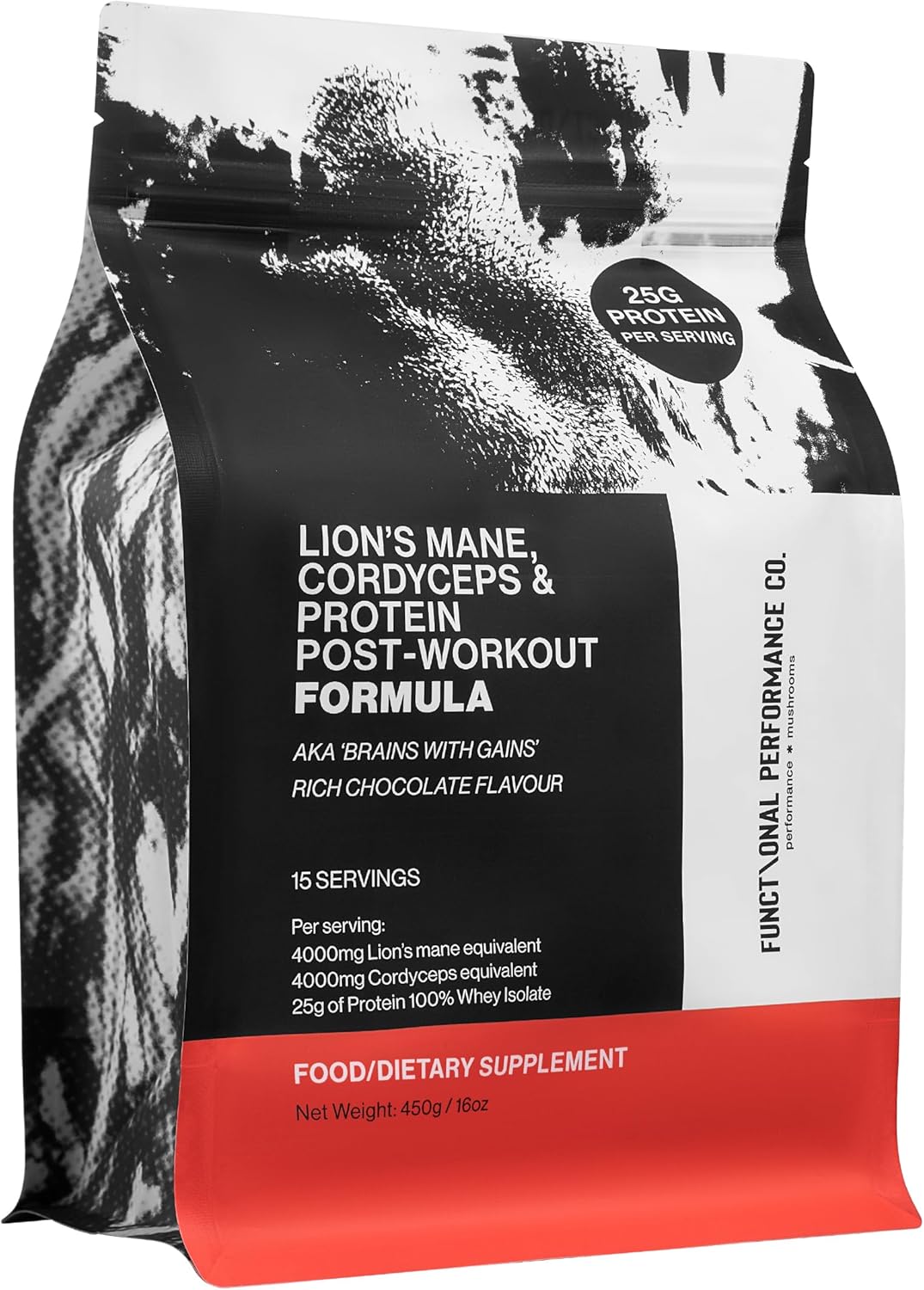 Whey Protein Isolate with Lions Mane & Cordyceps | 25g Protein + 8000mg Mushrooms | Nootropic Protein for Focus, Energy & Recovery | 15 Servings | Sugar Free Rich Chocolate