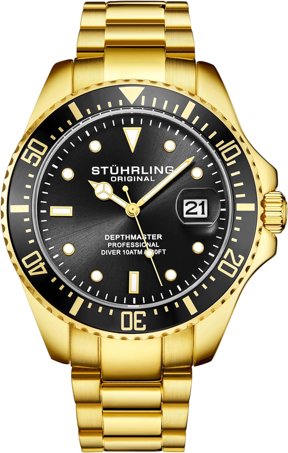 Stuhrling Original Men's Dive Watch, Swiss Movement, Stainless Steel, Blue Dial, Stainless Steel Bracelet, 100M Water Resistant