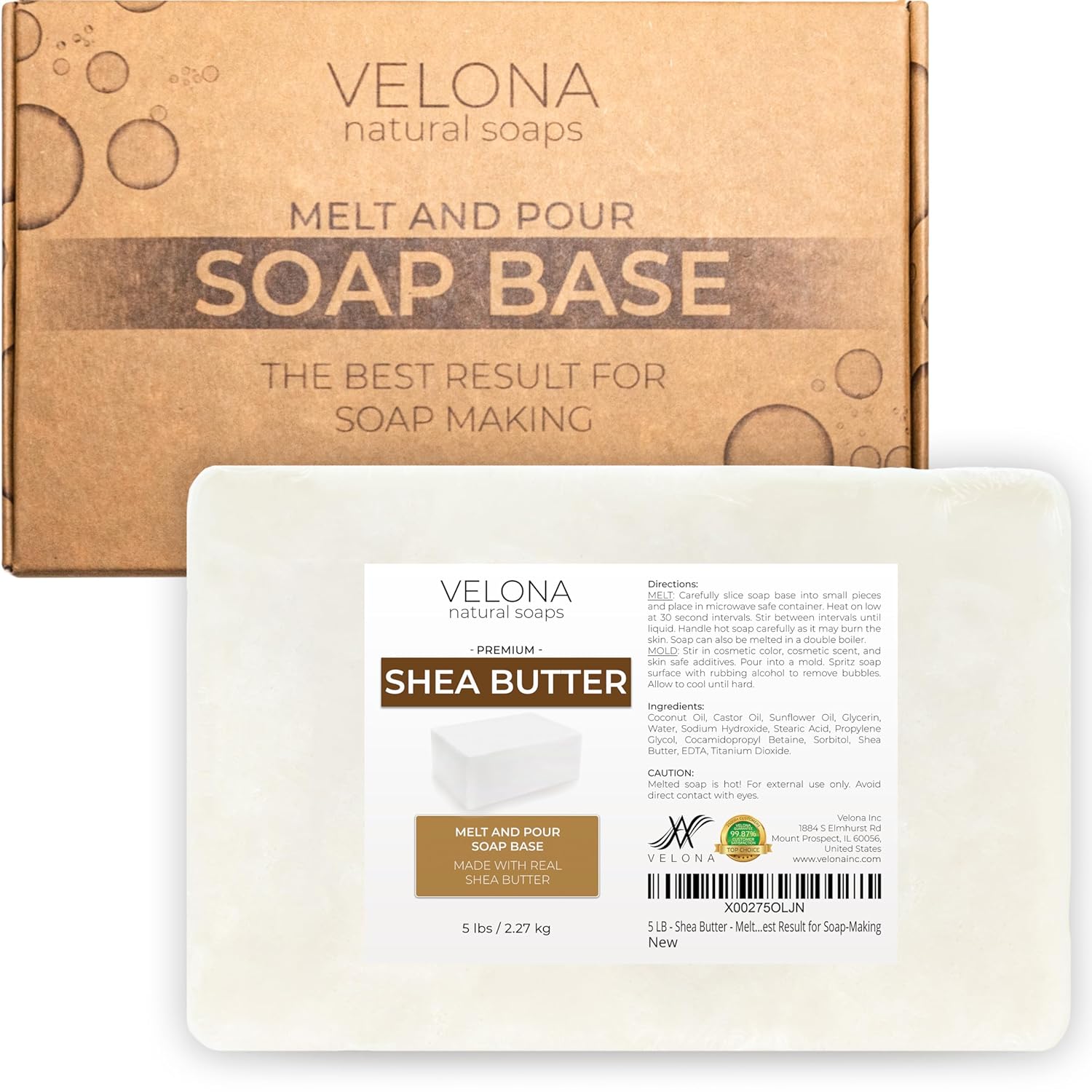 velona 5 LB - Shea Butter - Melt and Pour Soap Base SLS/SLES free | Natural Bars for The Best Result for Soap-Making