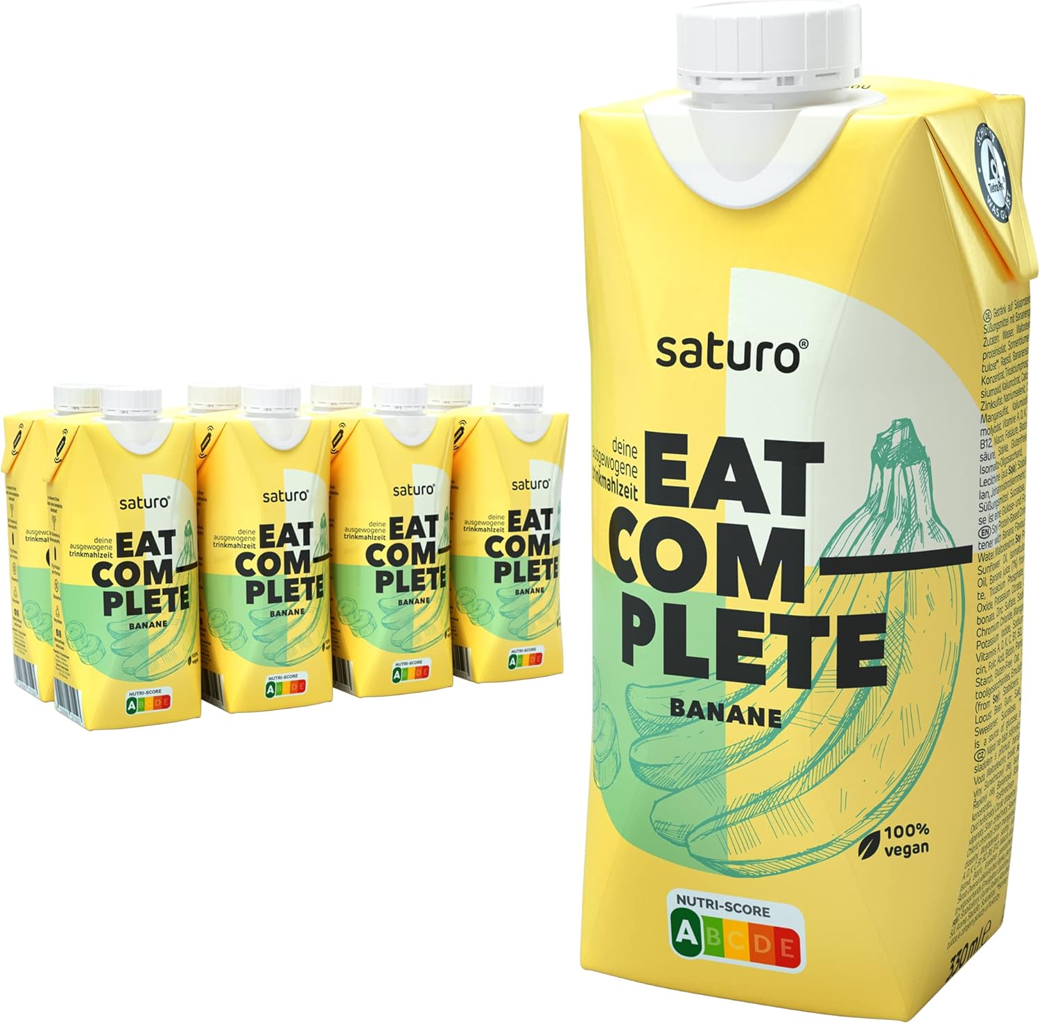 Meal Replacement Shake SATURO, Banana Ready to Drink Weight Control, 330Kcal, Pack of 8