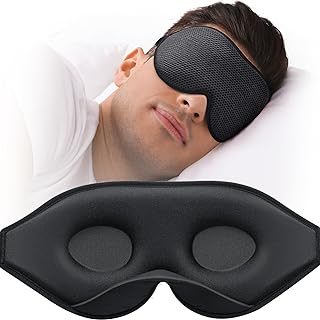 Sleep Mask, Eye Mask for Sleeping, Women Men Side Sleeper, 3D Contoured Cup No Eye Pressure 100% Blocking Light Sleeping Mask with Adjustable Strap Blindfold Yoga, Traveling, Nap, Black