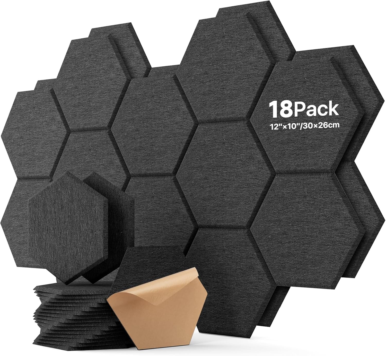 Sound Proofing Panels 18 Pack Hexagon Self-Adhesive Soundproofing Panels Acoustic Foam Panels High Density Acoustic Panels for Recording Acoustic Treatment Sound Absorbing Panels 12" X 10" X 0.4"