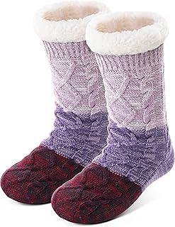 Anlisim Women Slipper Socks Non Slip Fuzzy Fluffy Thick Warm Cabin Cozy Comfy Soft Fleece Home Grips Socks