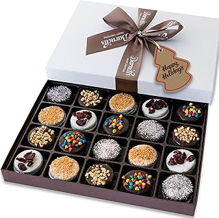 20 Chocolate Valentines Cookies Gift Basket, Gourmet Covered Candy Gift Box for Food Delivery, Cookie Gift Ideas for Galentines Friends Co-workers