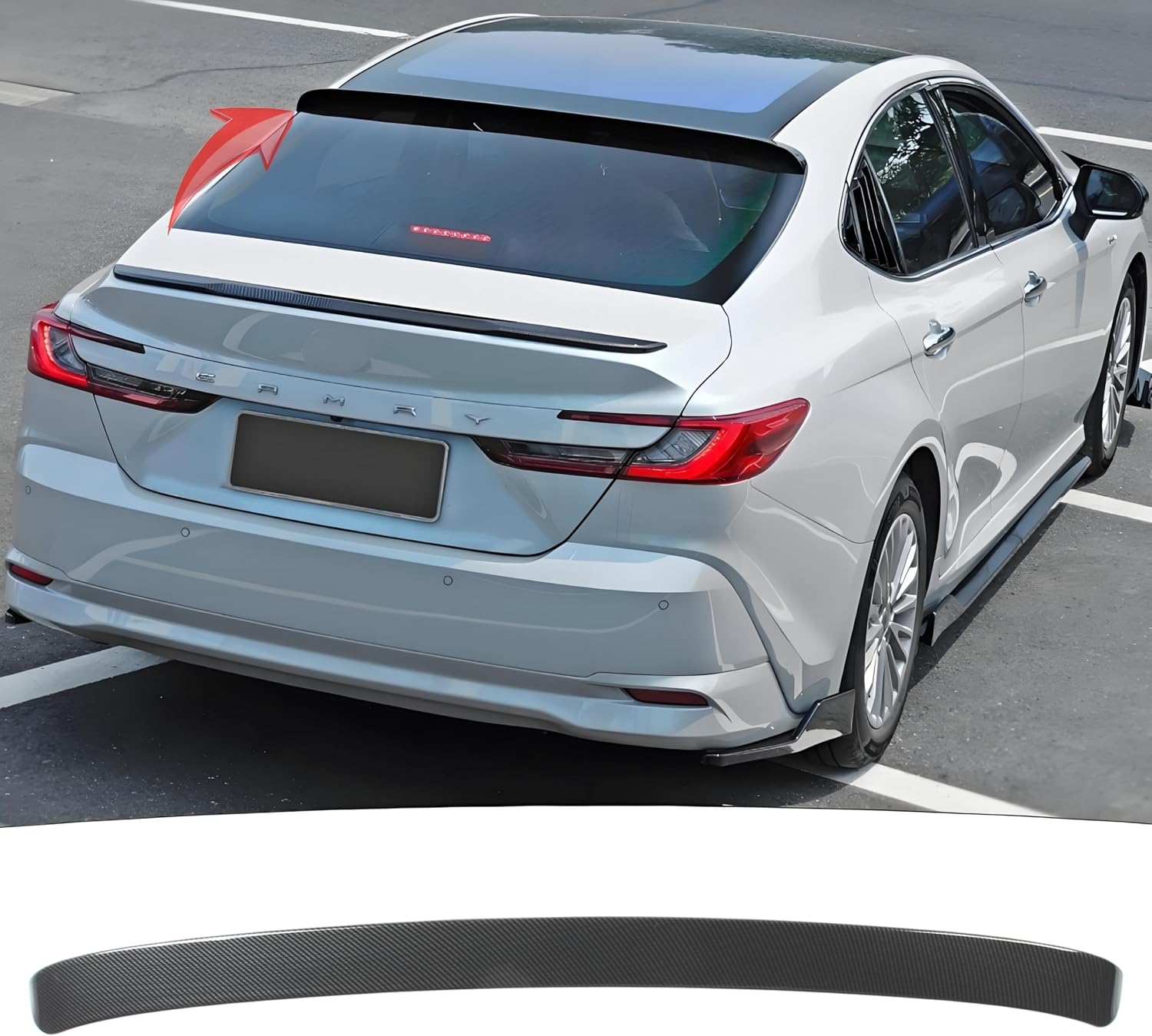Rear Window Roof Spoiler Visor Wing Fit for Toyota Camry LE/SE/XLE/XSE/Hybrid 2018-2024 2025 2026, Carbon Fiber Style Top Wing Lip Exterior Accessories