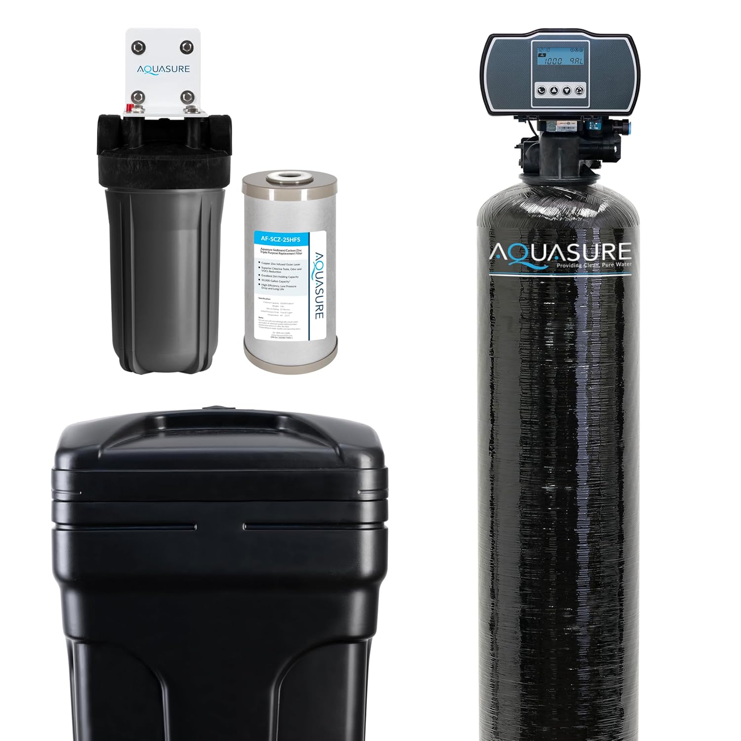 Aquasure Harmony Series 40,000 Grains Whole House Water Softener with High Performance Automatic Digital Metered Control Head | Reduces Hardness & Minerals | Improve Water Quality | for 3-4 bathrooms