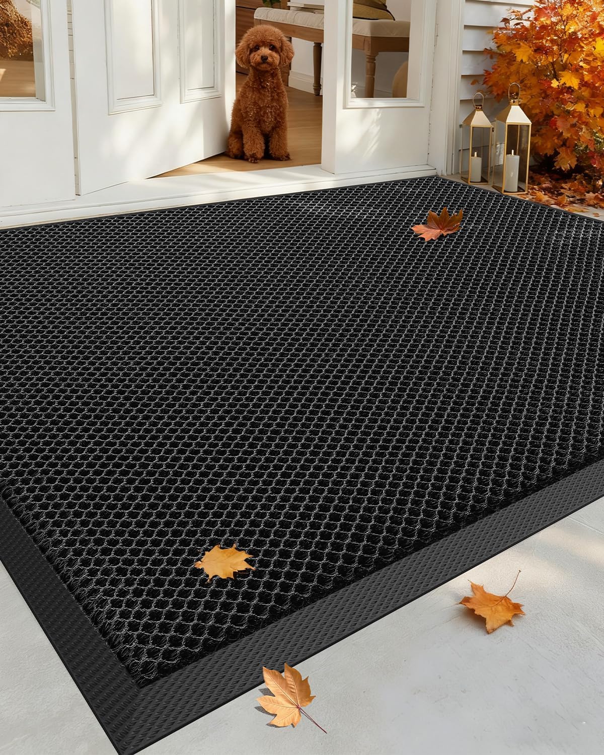 COLOR&GEOMETRY Outside Welcome Front Door Mat, 120x180cm Black Grey