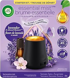Air Wick Essential Mist Starter Kit, Diffuser + 1 Refill, Lavender and Almond Blossom, Air Freshener, Essential Oils